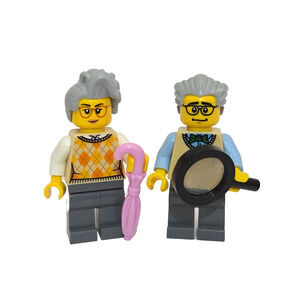 LEGO Grandma & Grandpa Minifigure Pair Elderly Couple Family City Town MOC Gift
